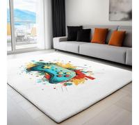 AUWUUA Tappeto da gioco 160x160cm, motivo: graffiti di cartoni animati, bianco controller di gioco, per soggiorno, tappeto lavabile antiscivolo per bambini, ragazzi, sala giochi, camera da letto