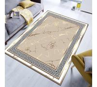 AUWUUA Tappeto di lusso in marmo 100x200 cm con trama astratta e cornice dorata, antiscivolo, lavabile, per soggiorno, camera da letto, tappeto rettangolare grande stampato per ufficio, hotel