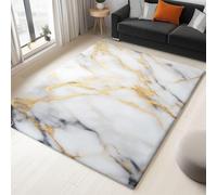 AUWUUA Tappeto di lusso in marmo bianco oro 180x200cm Tappeto moderno semplice con texture in marmo per soggiorno, camera da letto, tappeti antiscivolo lavabili per sala da pranzo e ufficio