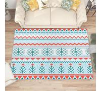 AUWUUA Tappeto geometrico a spina di pesce, zerbino lavabile natalizio 190x250 cm, design fresco con fiocchi di neve, tappeto antiscivolo per soggiorno, camera da letto, porta d'ingresso