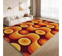 AUWUUA Tappeto geometrico con onde astratte marroni arancioni per soggiorno, 150x240 cm, stile retrò anni '60-'70, lavabile, per camera da letto, antiscivolo, per sala da pranzo e ufficio