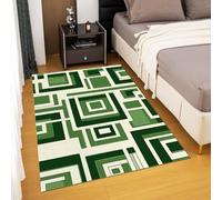 AUWUUA Tappeto geometrico lavabile verde 100x180 cm per ingresso camera da letto, moderno, semplice, morbido, antiscivolo, per interni, soggiorno, cucina, sala da pranzo, tappeti da corridoio