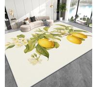 AUWUUA Tappeto gialli e limoni per cucina 250x365 cm, lavabili, rustici, con frutta e motivi botanici, antiscivolo, per soggiorno, camera da letto, sala da pranzo, ingresso, cameretta dei bambini