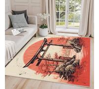 AUWUUA Tappeto giapponese per soggiorno e camera da letto, 230 x 250 cm, tappeto giapponese Torii Gate Area, tappeto Zen Sunrise, tappeto in stile asiatico per sala da pranzo e camera dei bambini