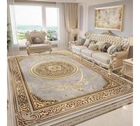 AUWUUA Tappeto in marmo con cornice dorata e motivo europeo per soggiorno, camera da letto, 120x140 cm, decorazione di lusso, lavabile, antiscivolo, per sala da pranzo, ufficio, corridoio, hotel