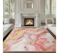 AUWUUA Tappeto in marmo rosa 60x240cm, lussuoso tappeto moderno fluido oro astratto per ingresso camera da letto, tappeto piccolo antiscivolo lavabile per zerbino per cameretta ragazze