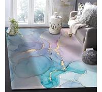 AUWUUA Tappeto in marmo sfumato blu rosa 120x170cm, moderno, semplice, turchese, arte astratta, tappeto per soggiorno, lavabile, antiscivolo, per camera da letto, sala da pranzo, ingresso