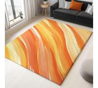 AUWUUA Tappeto lavabile con texture a linee arancioni e gialle per soggiorno 120x170cm, moderno tappeto astratto per camera da letto, tappeti antiscivolo per sala da pranzo, ufficio domestico
