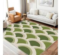 AUWUUA Tappeto lavabile Green Abstract Vintage Bohemian Arched per soggiorno 120x170cm, tappeto di metà secolo in stile anni '70, morbido tappeti antiscivolo per corridoio, cucina, sala da pranzo