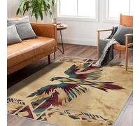 AUWUUA Tappeto lavabile Mid Century Modern Geometric Area Rug 250x250cm per soggiorno camera da letto, tappeto boho minimalista con cerchi e linee, tappetino antiscivolo retrò crema grigio giallo