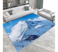 AUWUUA Tappeto lavabile per soggiorno 100x200 cm, motivo: Cervino, montagna blu, tappeto decorativo 3D per camera da letto, sala da pranzo, ufficio, morbido tappeti antiscivolo a pelo corto