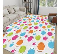 AUWUUA Tappeto lavabile pois 150x180 cm per soggiorno, motivo geometrico colorato, morbido a pelo corto, antiscivolo, per camera da letto, cameretta dei bambini, sala giochi