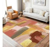 AUWUUA Tappeto Lavabile Soggiorno 120x170cm Oro Arancione Rosa Moderno Astratto Graffiti Arte Tappeti per Camera da Letto Sala da Pranzo, Tappeto Antiscivolo a Pelo Corto per Corridoio, Cucina