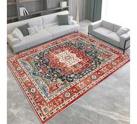 AUWUUA Tappeto lavabile vintage rosso stile etnico orientale tappeto a pelo corto tappeti per camera da letto 170x240cm zerbino per ingresso tappeti per bagno, morbidi antiscivolo tradizionali