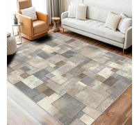 AUWUUA Tappeto moderno con motivo patchwork geometrico, 70x100 cm, lavabile, grigio, con blocchi di colore geometrico, antiscivolo Tappeto per camera da letto, cucina, ingresso, zerbino, sottile