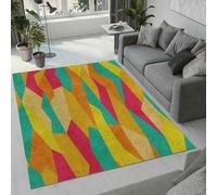 AUWUUA Tappeto multicolore con forme irregolari e motivi geometrici, 250x365 cm, morbido, antiscivolo, lavabile, per camera da letto, moderno, patchwork, grande, per soggiorno, sala da pranzo, cucina