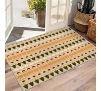 AUWUUA Tappeto natalizio geometrico moderno 40x60cm Tappeto antiscivolo lavabile a strisce Albero di Natale Tappeti decorativi per camera da letto Cucina Sala da pranzo Zerbino