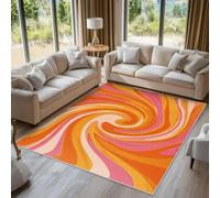 AUWUUA Tappeto retrò anni '60 e '70 a spirale per soggiorno, 120x170 cm, rosa, arancione, arte astratta, a pelo corto, antiscivolo, lavabile, per camera da letto e sala da pranzo