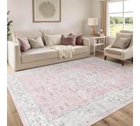 AUWUUA Tappeto rosa per camera da letto per bambine 80x200 cm, tappeto vintage boho lavabile, tappeti morbido antiscivolo a pelo corto per bambini, sala giochi, cucina, lavanderia