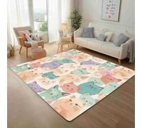 AUWUUA Tappeto stampato con faccia di gatto dei cartoni animati per la cameretta delle bambine, tappeto lavabile per la camera dei bambini, 120x170 cm, tappeti antiscivoloper soggiorno, sala giochi