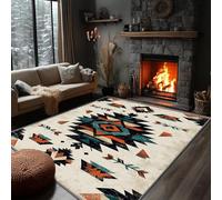 AUWUUA Tappeto, tappeto azteco nativo americano, 80x120 cm, motivo geometrico astratto del sud-ovest, lavabile, per soggiorno, tappeto antiscivolo morbido a pelo corto per cucina, bagno e zerbino.