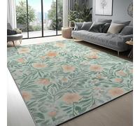 AUWUUA Tappeto vintage floreale William Morris, 50x80 cm, con motivi di fiori e piante verdi e rosa, lavabile in lavatrice, per soggiorno, camera da letto, ingresso, tappetino antiscivolo