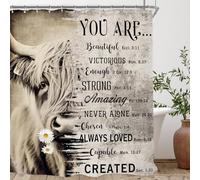 AUWUUA Tenda da doccia con citazioni ispiratrici positive della Bibbia e degli animali, 100x100 cm, set di tende da doccia con ganci, stile rustico, vintage, impermeabile, per il bagno