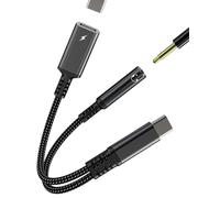 Aux Cavo USB C a 3.5mm Cuffie Adapter per Apple iPhone 15 per iPad compatibile per Samsung Audio Tipo Sdoppiatore Auricolari Microfono Ricarica Dongle Caricabatteria Headphone Accessori tp-DZBZB