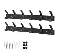 AUXHCYL Appendiabiti da Parete Moderno, 2 Pezzi Attaccapanni da Muro, Appendiabiti da Muro per Camera da Letto Bagno e Cucina, Appendi Abiti per Muro per Giacche, Cappotti(Nero, 6 Ganci)