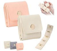 Auxiliaryn, mini portagioie da viaggio, Tinycious/Gem-Hanbss, organizer per gioielli e conservazione, portatile, pieghevole, da viaggio, con chiusura a fibbia, per orecchini, anelli e collane (2 pezzi