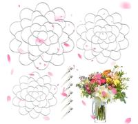 Auxiliaryn Stainless Steel Floral Grid Organizer, 3 PCS 4"/5"/6" Residencew Flower Arrangement Holder Floral, Resistant Wire Mesh, Reusable Floral Grid for Vase Stems Bouquets(Silver)