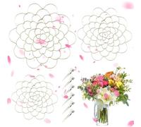 Auxiliaryn Stainless Steel Floral Grid Organizer, 3 PCS 4"/5"/6" Residencew Flower Arrangement Holder Floral, Resistant Wire Mesh, Reusable Floral Grid for Vase Stems Bouquets(Gold)