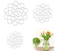 Auxiliaryn Stainless Steel Floral Grid Organizer - Reusable Stem Holder for Flowers, Vase Stems & Bouquets (Silver-Mix)