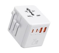 Auxmir Adattatore Universale da Viaggio, Presa Universale da Viaggio con 2 USB-C e 2 USB-A (PD 25 W), Compatibile per Viaggi dall'Italia verso USA/UK/EU/AU (200+ Paesi), Bianco