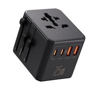 Auxmir Adattatore Universale da Viaggio, Presa Universale da Viaggio con 2 USB-C e 2 USB-A (PD 25 W), Compatibile per Viaggi dall'Italia verso USA/UK/EU/AU (200+ Paesi), Nero