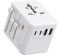 Auxmir Adattatore Universale da Viaggio, Presa Universale da Viaggio con 3 USB-C et 2 USB-A(PD 45W), Compatibile per Viaggi dall'Italia verso USA/UK/EU/AU (200+ Paesi), Bianco