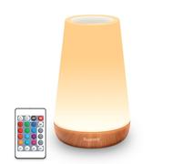 Auxmir Lampada da Comodino, Abat Jour da Comodino LED Colorata con 13 Colori, Luminosità Regolabile e 5 Modalità, Touch e Telecomando, 2500mAh Ricaricabile, Luce Notturna Bambini per Camera da letto