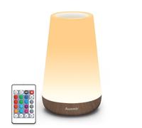 Auxmir Lampada da Comodino, Abat Jour LED Colorata con 13 Colori, Luminosità Regolabile e 5 Modalità, Touch e Telecomando, 2500mAh Ricaricabile, Luce Notturna Bambini per Camera da letto Marrone Scuro