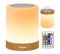 Auxmir Lampada da Comodino LED Senza Fili, Abat Jour Ricaricabile 3000mAh USB Touch Dimmerabile e Telecomando con 256 Colori, 5 Livelli e 5 Modalità, Luce Notturna da Tavolo Timer per Camera da Letto