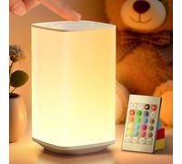 Auxmir Lampada da Comodino Touch, 4000mAh Luce Notturna Bambini con 256 Colori RGB Regolabili e 4 Modalità, Abat Jour da Comodino Ricaricabile per Crea Atmosfera, Camera da Letto, Soggiorno, Campeggio