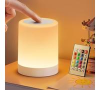Auxmir Lampada da Comodino Touch con Telecomando, Abat Jour Ricaricabile 3000mAh USB, Lampada LED Dimmerabile Senza Fili, 13 Colori RGB 5 Modalità, Luce Notturna Timer per Camera da Letto, Bianco