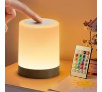 Auxmir Lampada da Comodino Touch Dimmerabile, Abat Jour Luce Notturna Timer, Lampada LED da Tavolo Senza Fili con Telecomando, 13 Colori 5 Livelli 4 Modalità, 3000mAh Ricaricabile per Camera da Letto