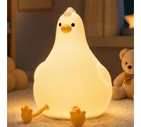 Auxmir Luce Notturna Neonato Pollo in Silicone, Lampada da Comodino Bambini Morbida Touch con Colori RGB, 3 Livelli Dimmerabili e 2 Modalità, LED Ricaricabile 2000mAh USB per Sonno, Decorazione Camera