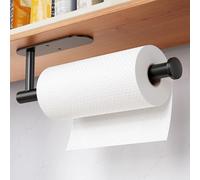 Auxmir Porta Rotolo da Cucina Adesivo, Porta Asciugamani Bagno in Acciaio Inox, Autoadesivo o da Trapanare, Verticale o Orizzontale, Impermeabile, Salvaspazio, per Cucina, Bagno, Armadi, Nero