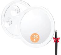 Auxmir Specchio Ingranditore 10X con 3 Ventose, Specchio Trucco 10CM, Specchio Cosmetico Adatto per Trucco Precisa, Depilare Sopracciglia, Pinzare, Eliminare Punti Neri, Ideale per Casa e Viaggio