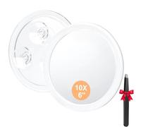 Auxmir Specchio Ingranditore 10X con 3 Ventose, Specchio Trucco 15M, Specchio Cosmetico Adatto per Trucco Precisa, Depilare Sopracciglia, Pinzare, Eliminare Punti Neri, Ideale per Casa e Viaggio