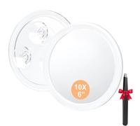 Auxmir Specchio Ingranditore 10X con 3 Ventose, Specchio Trucco 15CM, Specchio Cosmetico Adatto per Trucco Precisa, Depilare Sopracciglia, Pinzare, Eliminare Punti Neri, Ideale per Casa e Viaggio