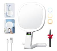 Auxmir Specchio Ingranditore 30X/1X a Doppio Lato, Display LED e Controllo Touch, Specchio Trucco con Luci Ricaricabile 2000mAh, Specchio da Tavolo Girevole con Pinzette per Bagno Casa Viaggio Regalo