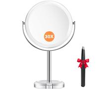 Auxmir Specchio Ingranditore 30X/1X, Specchio Trucco da Tavolo Bifacciale, Specc