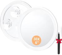 Auxmir Specchio Ingranditore 30X Alto con 3 Ventose, Specchio Trucco 15CM, Specchio Cosmetico Adatto per Trucco Precisa, Depilare Sopracciglia, Pinzare, Eliminare Punti Neri, Ideale per Casa e Viaggio